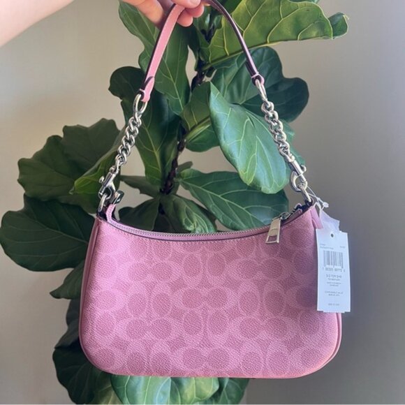 NWT Coach! Teri Shoulder Bag In Signature Canvas ๐ Dusty Pink๐ - Picture 7 of 8